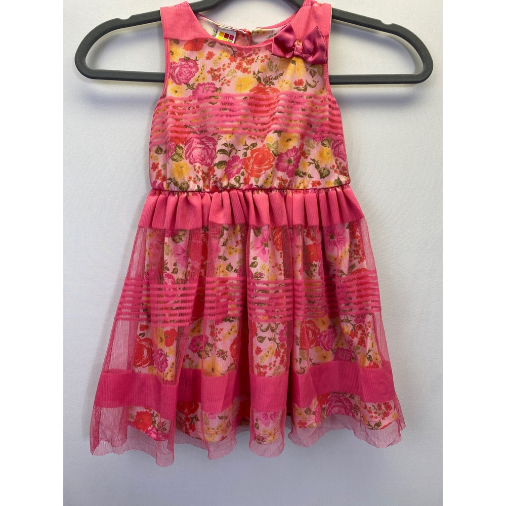 Healthtex 4T Floral Tulle Ruffle Dress Girls Pink Cottagecore Fairy Party Easter